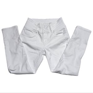 White Skinny Pants by BAMBOO for Women | High Rise 4 Buttons Size 7